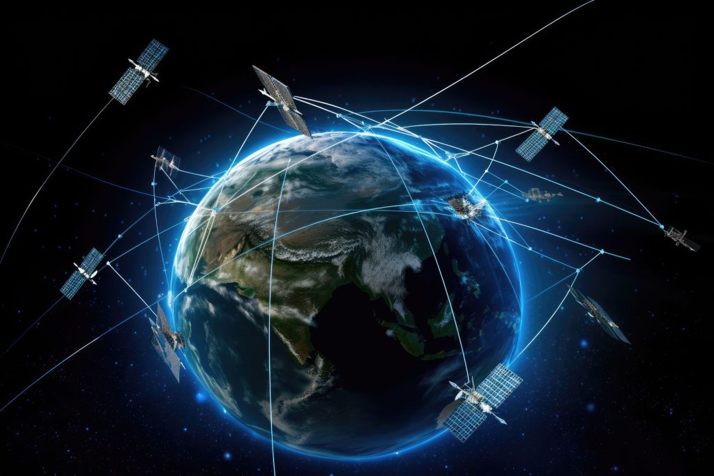 Ilustrasi konstelasi internet satelit